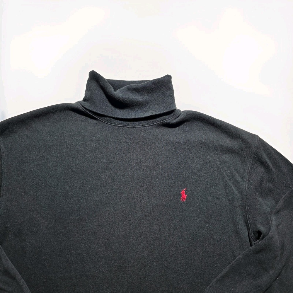 Vintage Polo Ralph Lauren Black Knit Turtleneck 100% Cotton Long Sleeve Top M - Picture 2 of 10